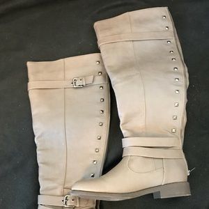 Knee High Studded Grey Boots